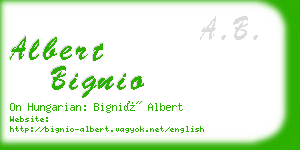 albert bignio business card